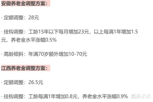 过去4年安徽省养老金调整方案