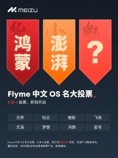 魅族flyme中文名开启投票