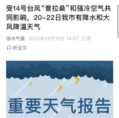 本周徐州天气预报出炉